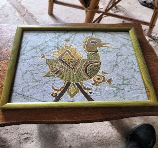 Tableau oiseau africain batik